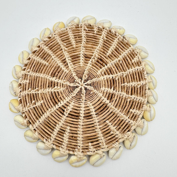 Shell Seashell Woven Trivets Hot Pads Coasters Wall Decor Beach Tiki Set of 4 - Picture 3 of 5